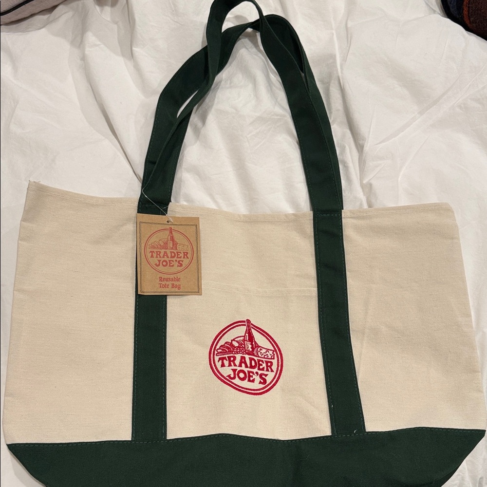 Trader Joe’s Reusable Canvas Tote Bag | Green & Natural | New with Tag